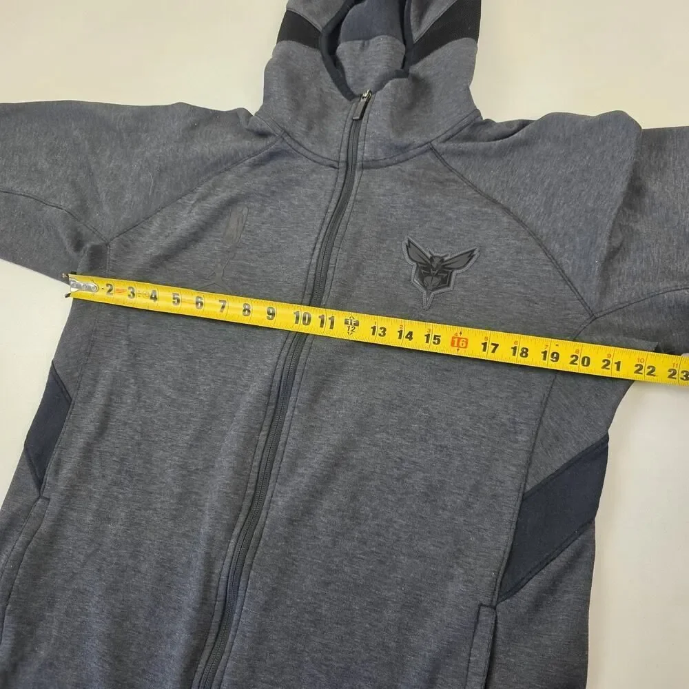 NBA Charlotte Hornets Basketball Full Zip Hoodie Gray W/Pockets Size Medium Tall